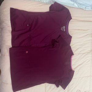 3 Maroon scrub tops